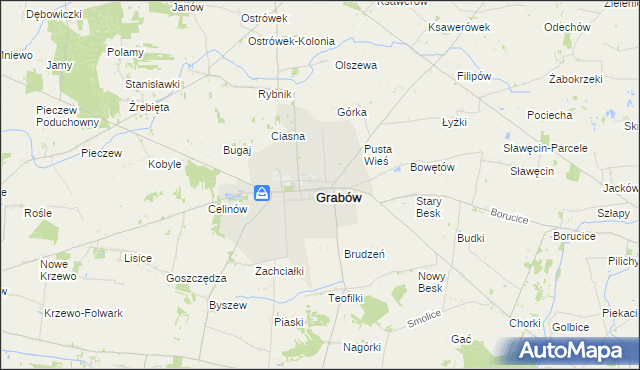 mapa Grabów powiat łęczycki, Grabów powiat łęczycki na mapie Targeo