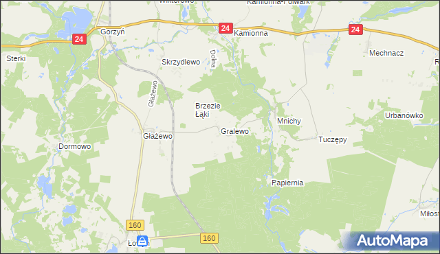 mapa Gralewo gmina Międzychód, Gralewo gmina Międzychód na mapie Targeo