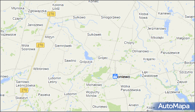 mapa Grójec gmina Boniewo, Grójec gmina Boniewo na mapie Targeo