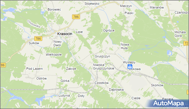 mapa Gruszczyn gmina Krasocin, Gruszczyn gmina Krasocin na mapie Targeo