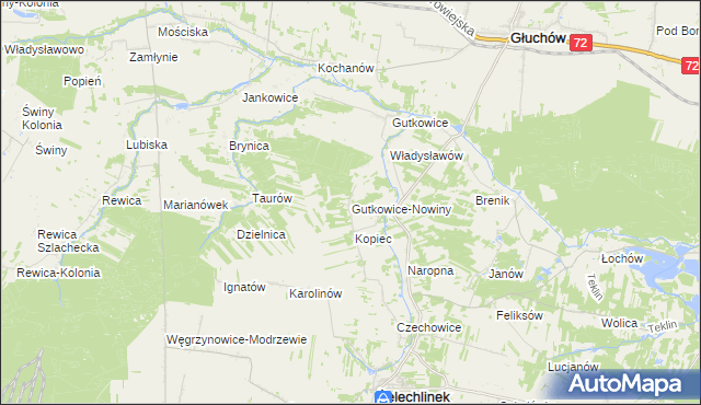 mapa Gutkowice-Nowiny, Gutkowice-Nowiny na mapie Targeo