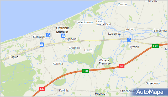 mapa Gwizd, Gwizd na mapie Targeo