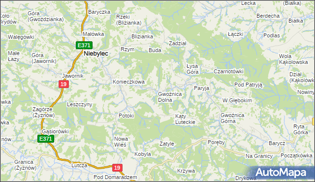 mapa Gwoźnica Dolna, Gwoźnica Dolna na mapie Targeo