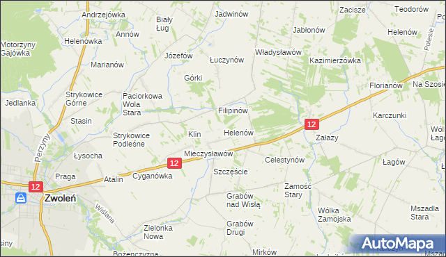 mapa Helenów gmina Zwoleń, Helenów gmina Zwoleń na mapie Targeo