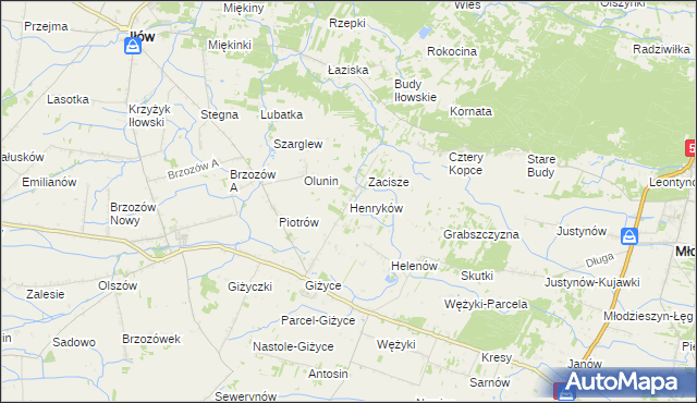 mapa Henryków gmina Iłów, Henryków gmina Iłów na mapie Targeo