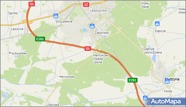 mapa Henrykowo Osada Leśna, Henrykowo Osada Leśna na mapie Targeo