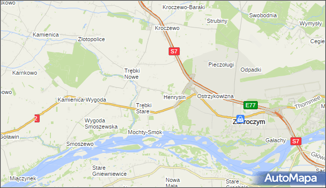 mapa Henrysin gmina Zakroczym, Henrysin gmina Zakroczym na mapie Targeo