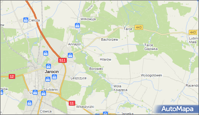 mapa Hilarów gmina Jarocin, Hilarów gmina Jarocin na mapie Targeo