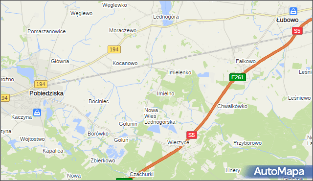 mapa Imielno gmina Łubowo, Imielno gmina Łubowo na mapie Targeo