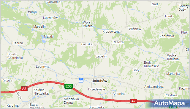 mapa Izabelin gmina Jakubów, Izabelin gmina Jakubów na mapie Targeo