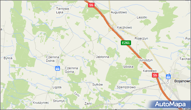 mapa Jabłonna gmina Rydzyna, Jabłonna gmina Rydzyna na mapie Targeo