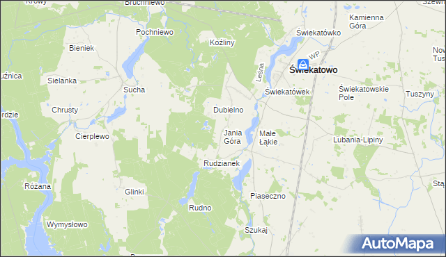 mapa Jania Góra gmina Świekatowo, Jania Góra gmina Świekatowo na mapie Targeo
