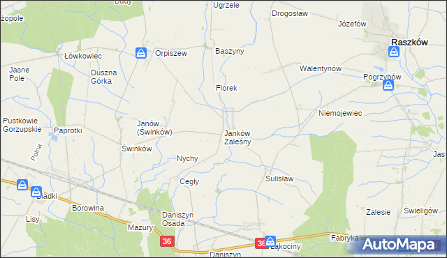 mapa Janków Zaleśny, Janków Zaleśny na mapie Targeo