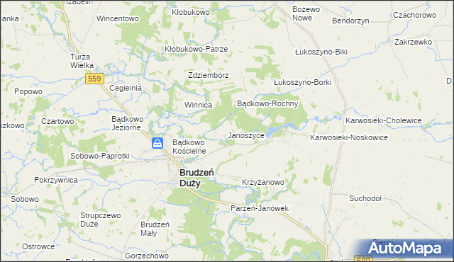 mapa Janoszyce, Janoszyce na mapie Targeo