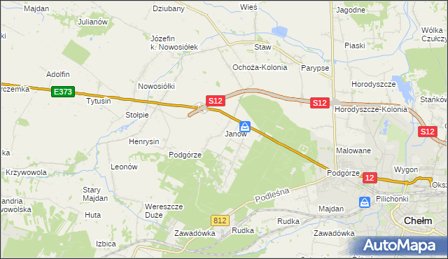 mapa Janów gmina Chełm, Janów gmina Chełm na mapie Targeo