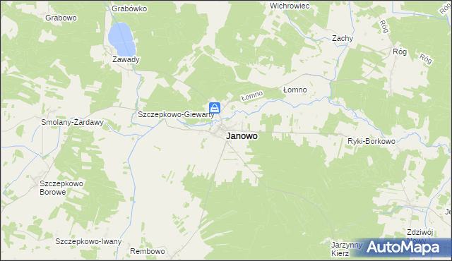 mapa Janowo powiat nidzicki, Janowo powiat nidzicki na mapie Targeo