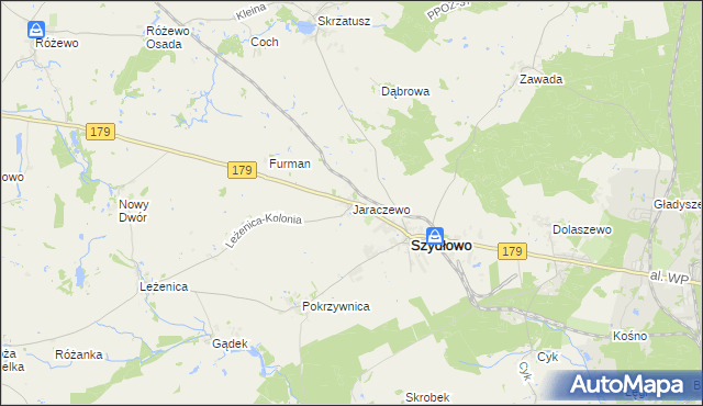 mapa Jaraczewo gmina Szydłowo, Jaraczewo gmina Szydłowo na mapie Targeo