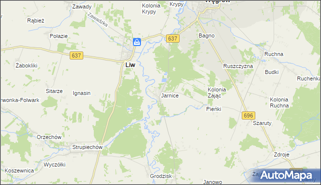 mapa Jarnice, Jarnice na mapie Targeo