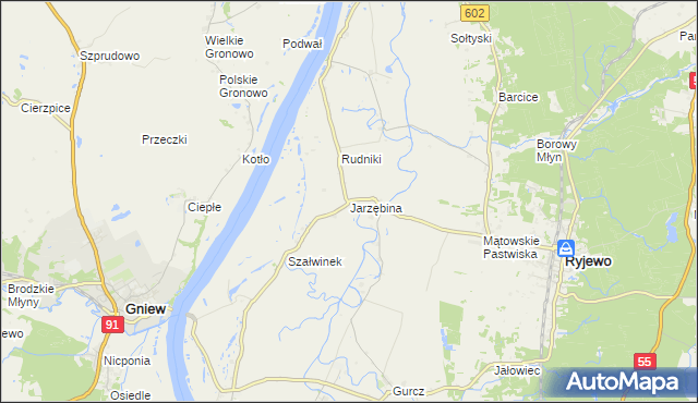 mapa Jarzębina, Jarzębina na mapie Targeo