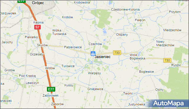 mapa Jasieniec powiat grójecki, Jasieniec powiat grójecki na mapie Targeo