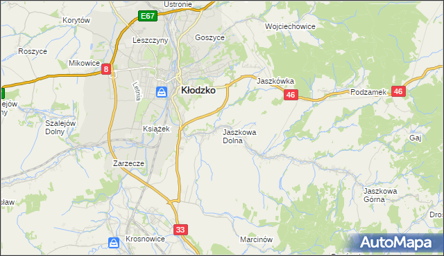 mapa Jaszkowa Dolna, Jaszkowa Dolna na mapie Targeo