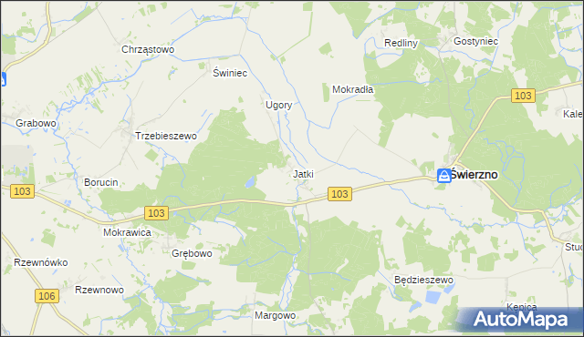 mapa Jatki gmina Świerzno, Jatki gmina Świerzno na mapie Targeo