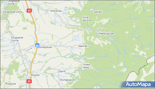 mapa Jaworek gmina Międzylesie, Jaworek gmina Międzylesie na mapie Targeo