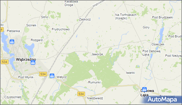 mapa Jaworze gmina Ryńsk, Jaworze gmina Ryńsk na mapie Targeo