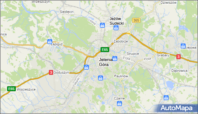 mapa Jelenia Góra, Jelenia Góra na mapie Targeo