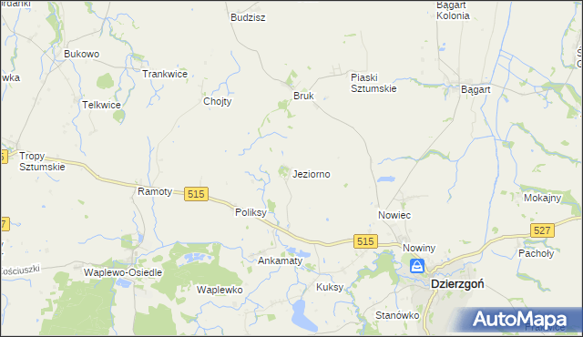 mapa Jeziorno gmina Dzierzgoń, Jeziorno gmina Dzierzgoń na mapie Targeo
