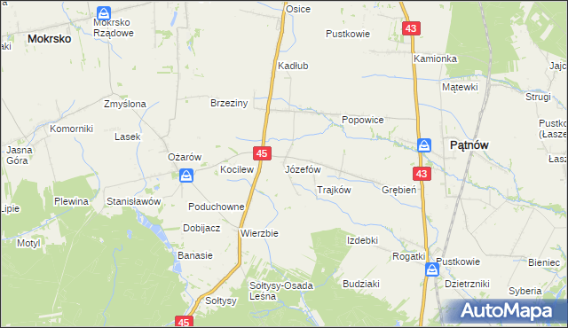 mapa Józefów gmina Pątnów, Józefów gmina Pątnów na mapie Targeo