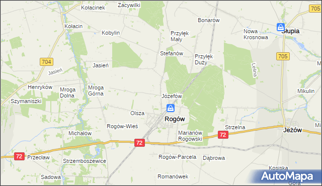 mapa Józefów gmina Rogów, Józefów gmina Rogów na mapie Targeo