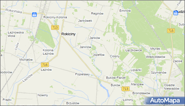mapa Józefów gmina Ujazd, Józefów gmina Ujazd na mapie Targeo