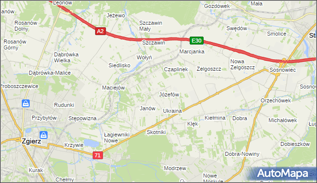 mapa Józefów gmina Zgierz, Józefów gmina Zgierz na mapie Targeo