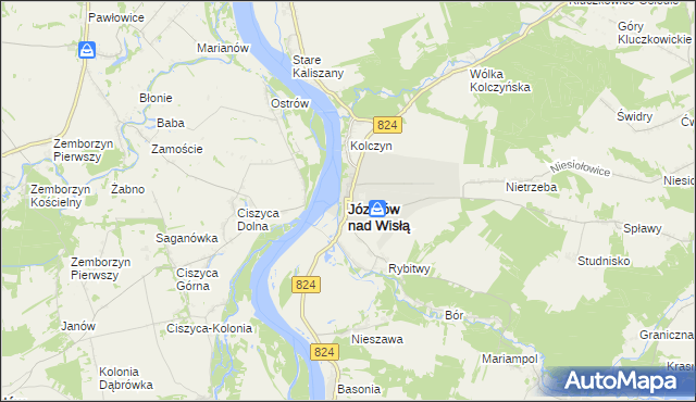 mapa Józefów nad Wisłą, Józefów nad Wisłą na mapie Targeo