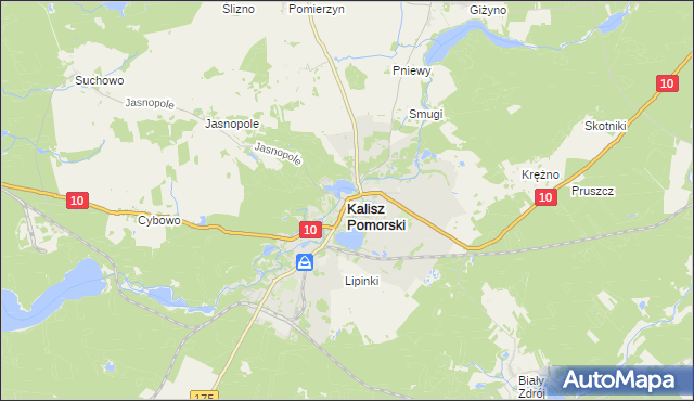 mapa Kalisz Pomorski, Kalisz Pomorski na mapie Targeo