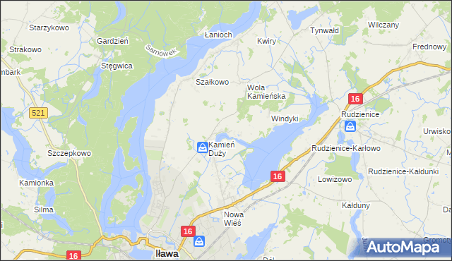 mapa Kamień Mały gmina Iława, Kamień Mały gmina Iława na mapie Targeo