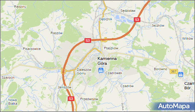 mapa Kamienna Góra, Kamienna Góra na mapie Targeo