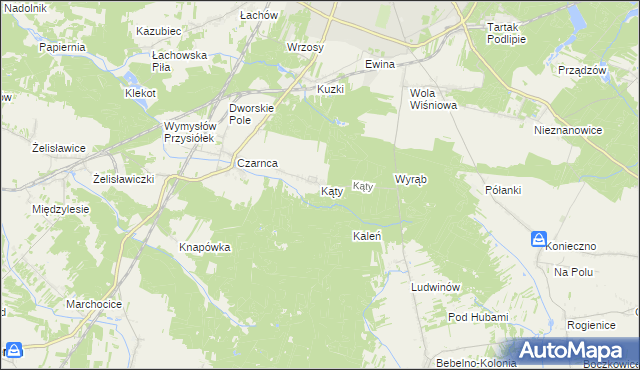 mapa Kąty gmina Włoszczowa, Kąty gmina Włoszczowa na mapie Targeo