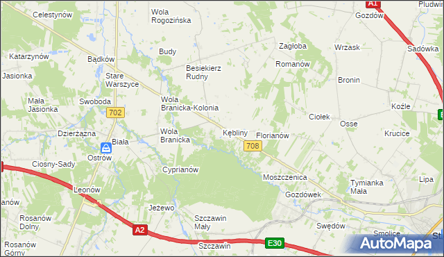 mapa Kębliny, Kębliny na mapie Targeo