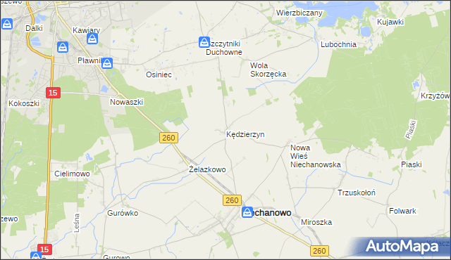 mapa Kędzierzyn gmina Niechanowo, Kędzierzyn gmina Niechanowo na mapie Targeo