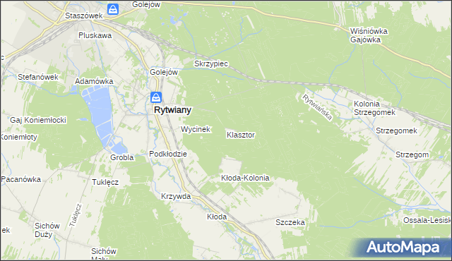 mapa Klasztor gmina Rytwiany, Klasztor gmina Rytwiany na mapie Targeo