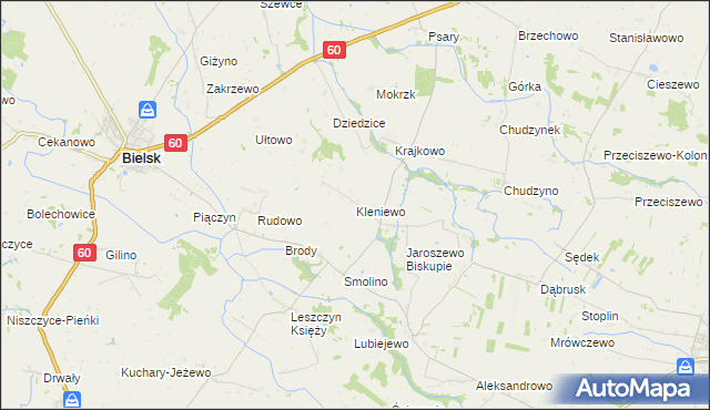 mapa Kleniewo gmina Bielsk, Kleniewo gmina Bielsk na mapie Targeo