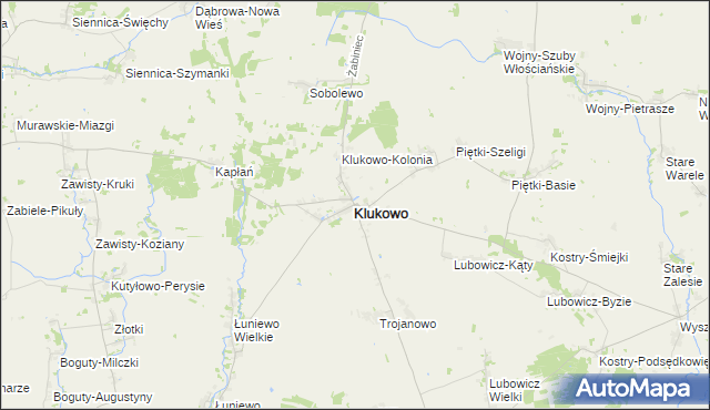 mapa Klukowo powiat wysokomazowiecki, Klukowo powiat wysokomazowiecki na mapie Targeo