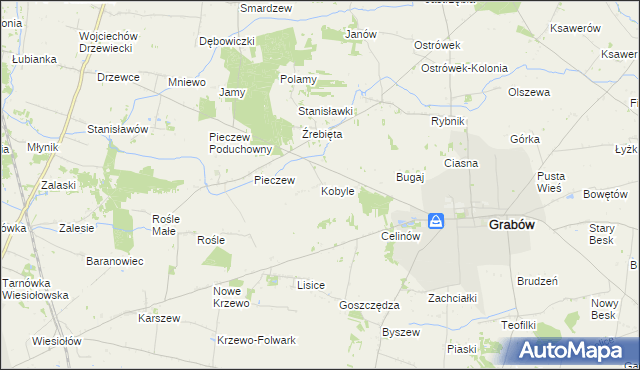 mapa Kobyle gmina Grabów, Kobyle gmina Grabów na mapie Targeo