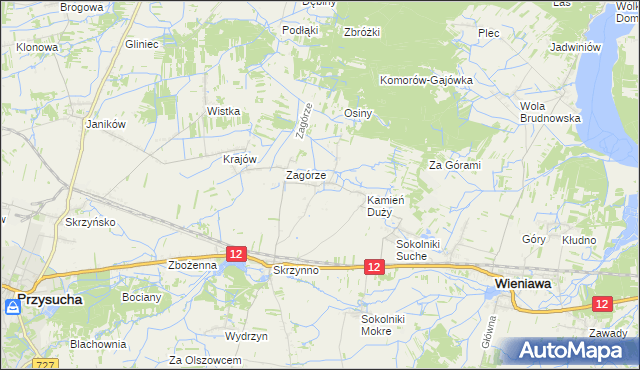 mapa Komorów gmina Wieniawa, Komorów gmina Wieniawa na mapie Targeo