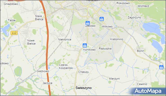 mapa Konikowo gmina Świeszyno, Konikowo gmina Świeszyno na mapie Targeo