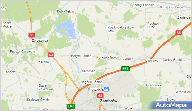 mapa Konopki-Jabłoń, Konopki-Jabłoń na mapie Targeo