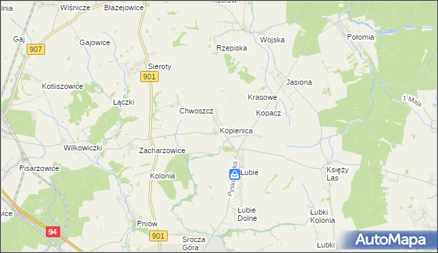mapa Kopienica, Kopienica na mapie Targeo