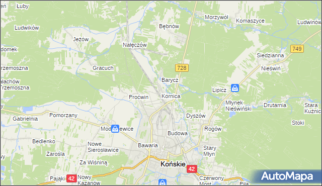 mapa Kornica, Kornica na mapie Targeo